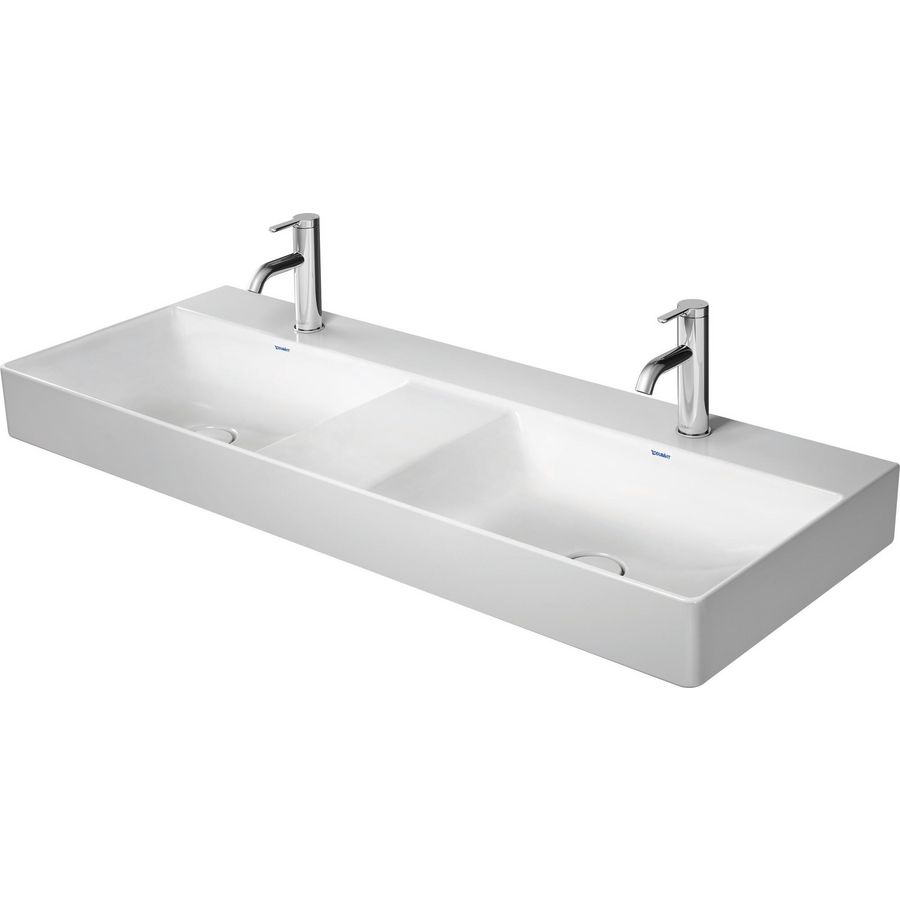 DURASQUARE #235312 dubbele wastafel 1200mm wit kraangaten per wasbak: 1