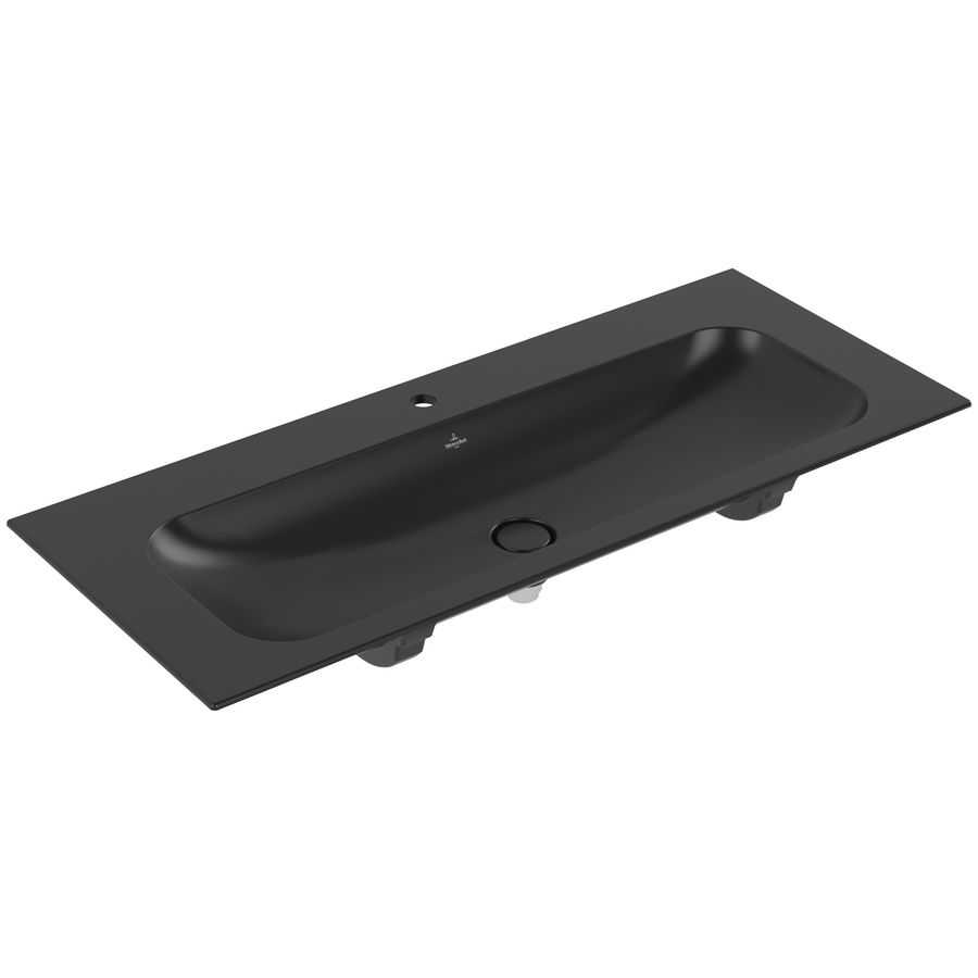 Meubelwastafel Finion 1200x500mm Pure Black zonder overloop 1x kraangat CeramicPlus
