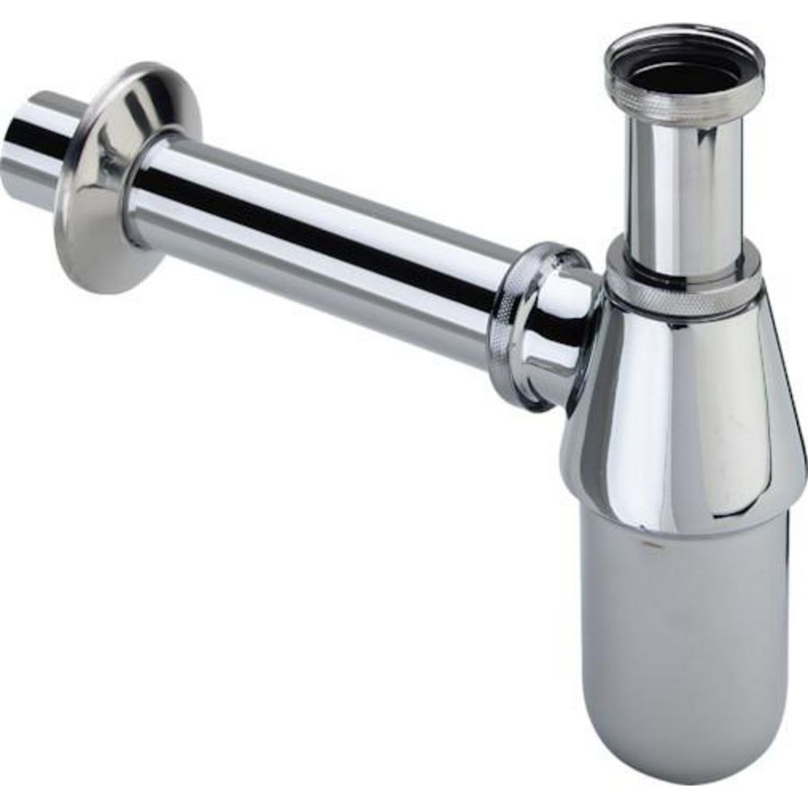 Bekersifon 1.1/2" chroom incl. muurbuis en rozet