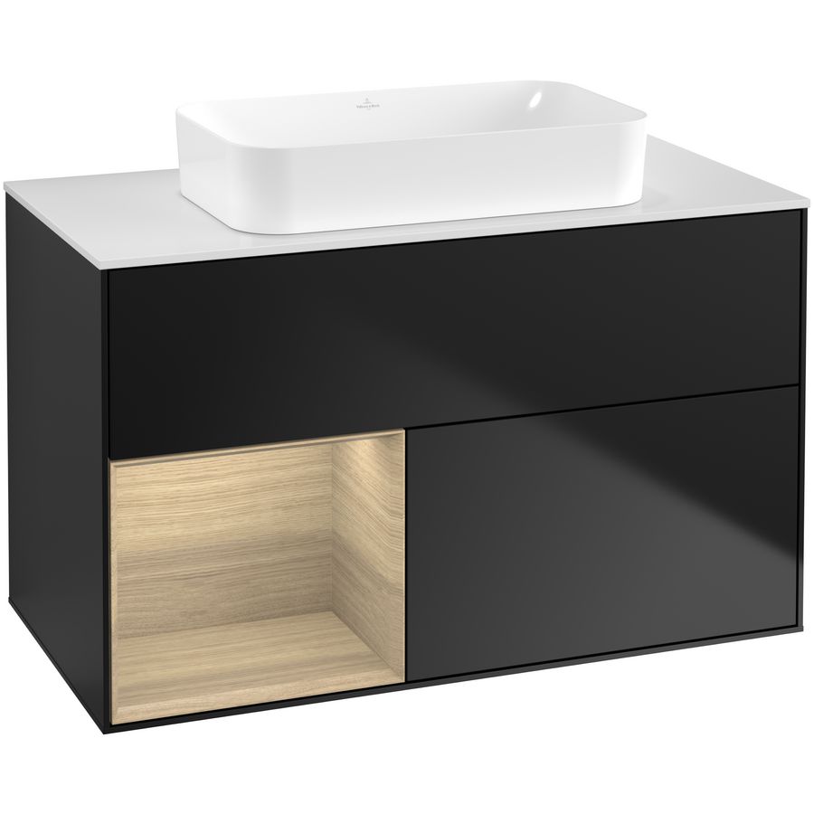 Wastafelonderkast Finion 1000x603x501mm Black Matt Lacquer G651PCPD