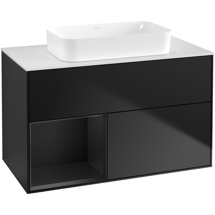 Wastafelonderkast Finion 1000x603x501mm Black Matt Lacquer G651PDPD