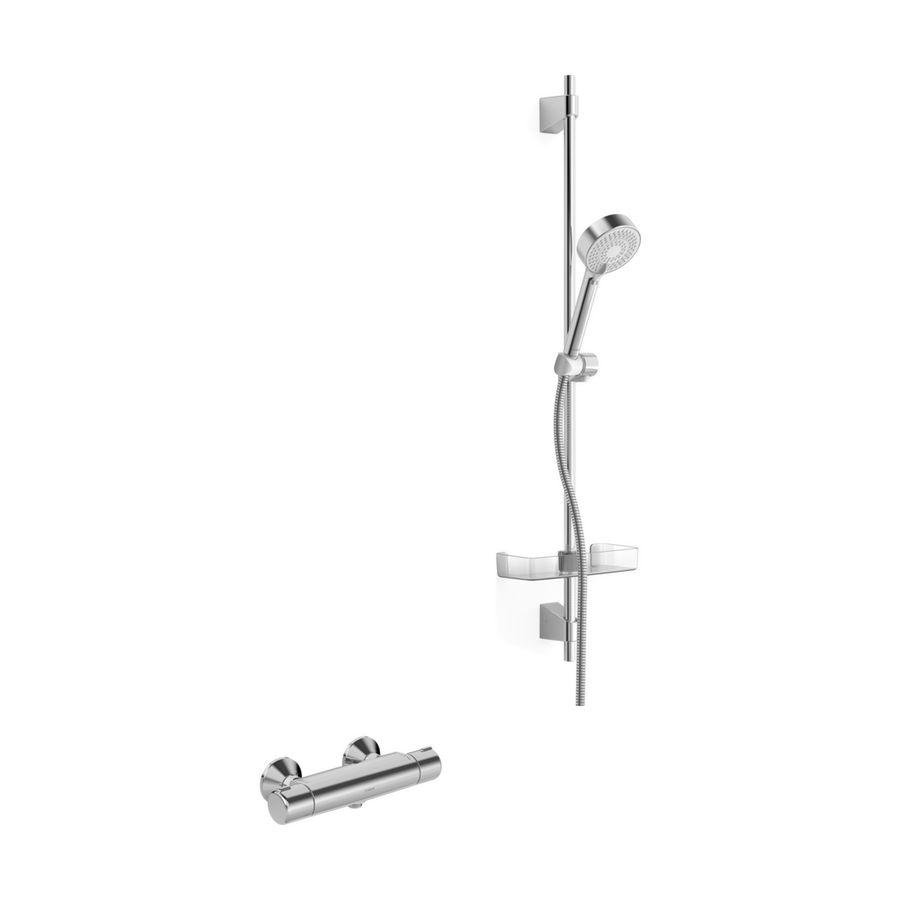 Micra doucheset / renovatieset thermostaat150mm chroom incl. glijstangcomb. + s-koppelingen