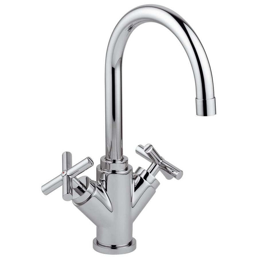 Wastafelkraan QUATTTRO chroom 2-greeps draaibare uitloop 160mm incl. waste