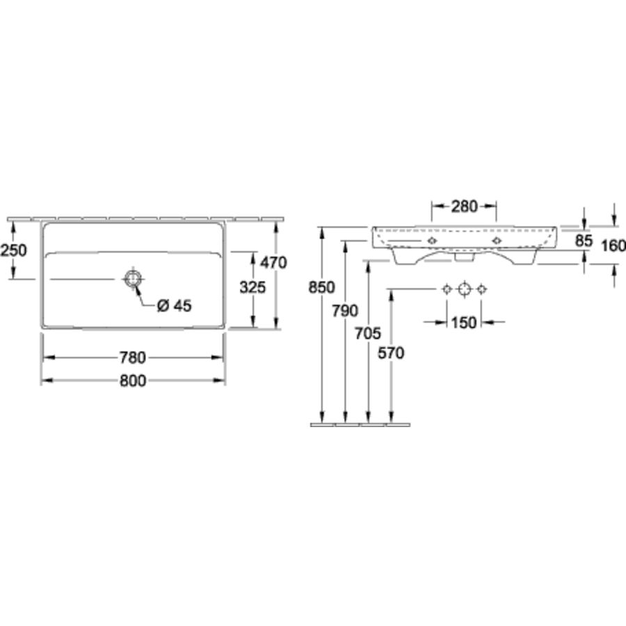 Meubelwastafel Collaro 800x470mm 4A3383R1