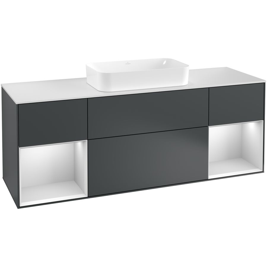 Wastafelonderkast Finion 1600x603x501mm Mid.Blue Matt Lacquer G331MTHG