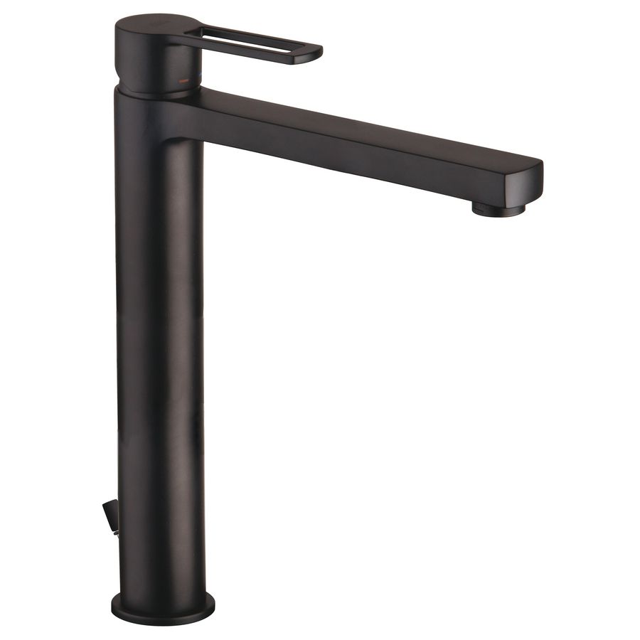 Verhoogde RINGO wastafelmengkraan met waste-inrichting 1.1/4" RIN085NO mat zwart