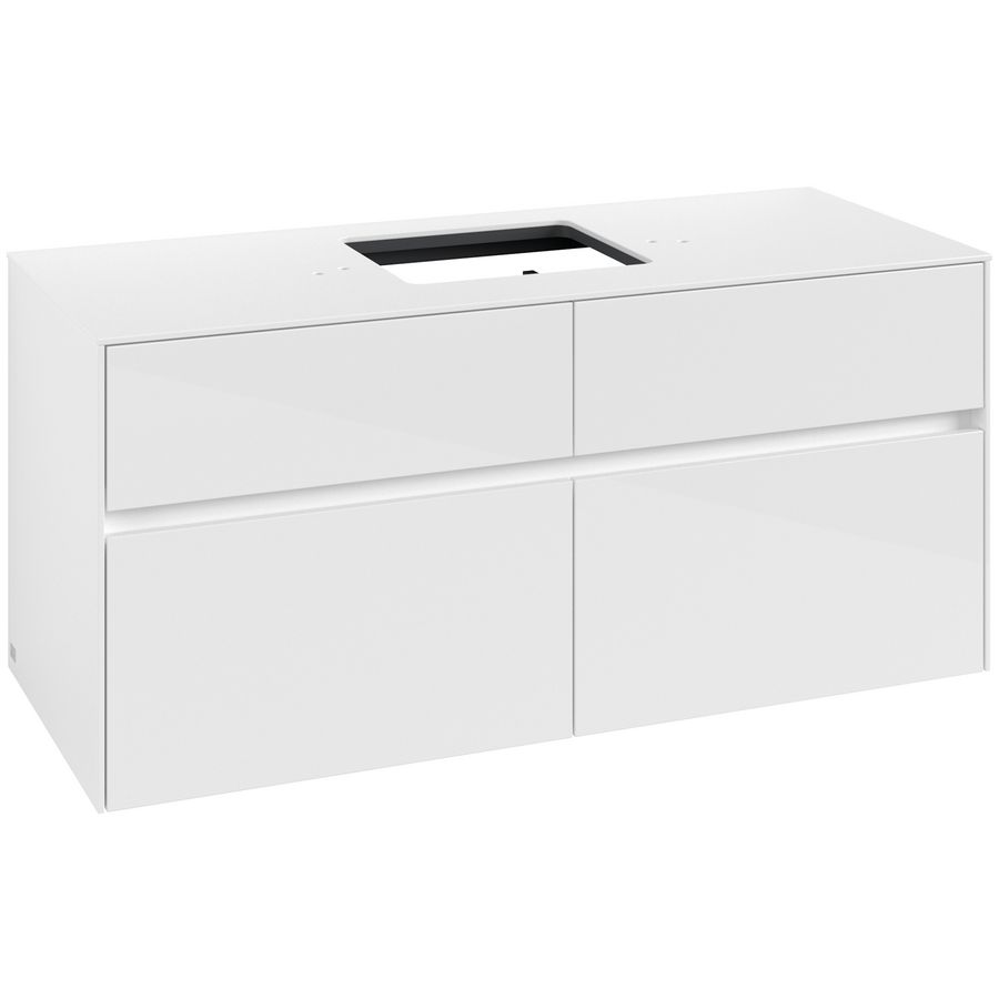Wastafelonderkast Collaro 1200x548x500mm Glossy White C12800DH
