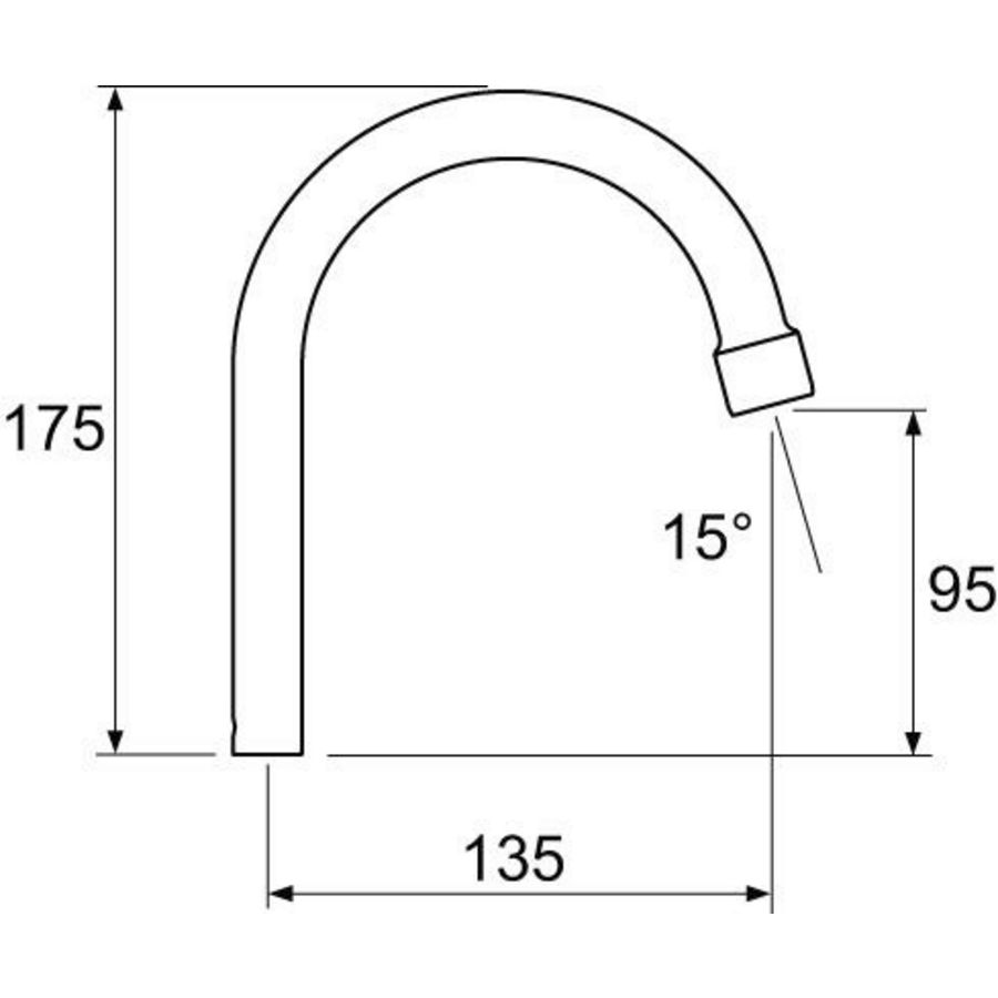 Draaibare U-uitloop met perlator 135mm