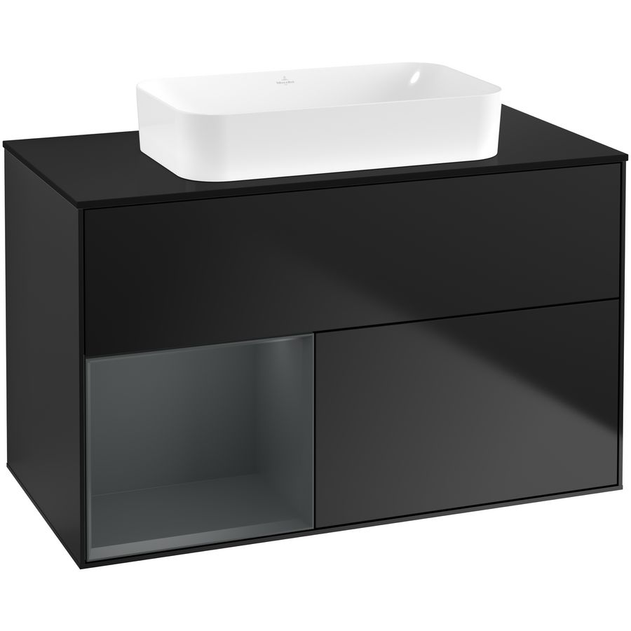 Wastafelonderkast Finion 1000x603x501mm Black Matt Lacquer G652HGPD