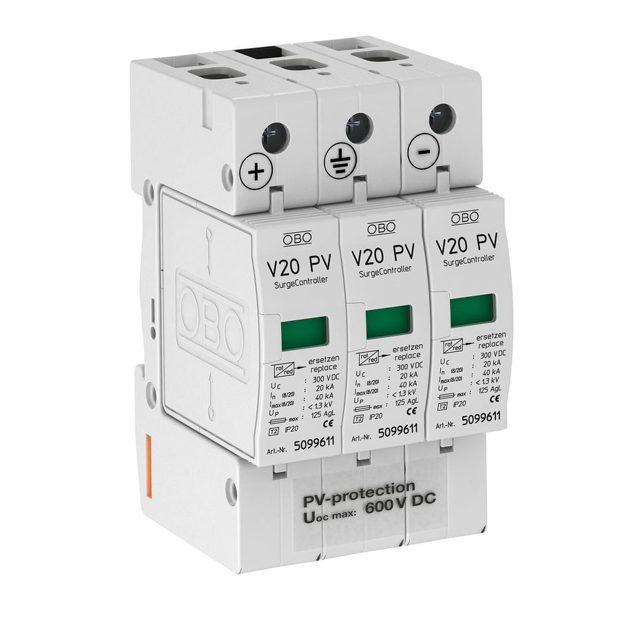 SurgeController V20 3-polig voor PV 600V DC