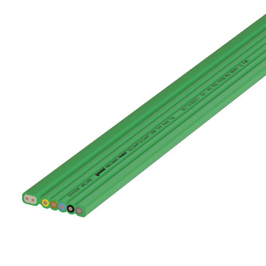Vlakbandkabel 5g2,5+2x1,5 PVC groen met KNX