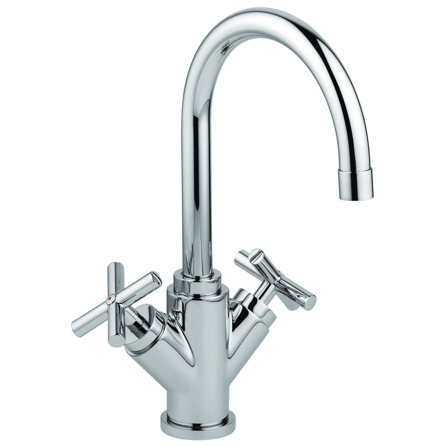 Wastafelkraan QUATTTRO chroom 2-greeps draaibare uitloop 160mm excl. waste