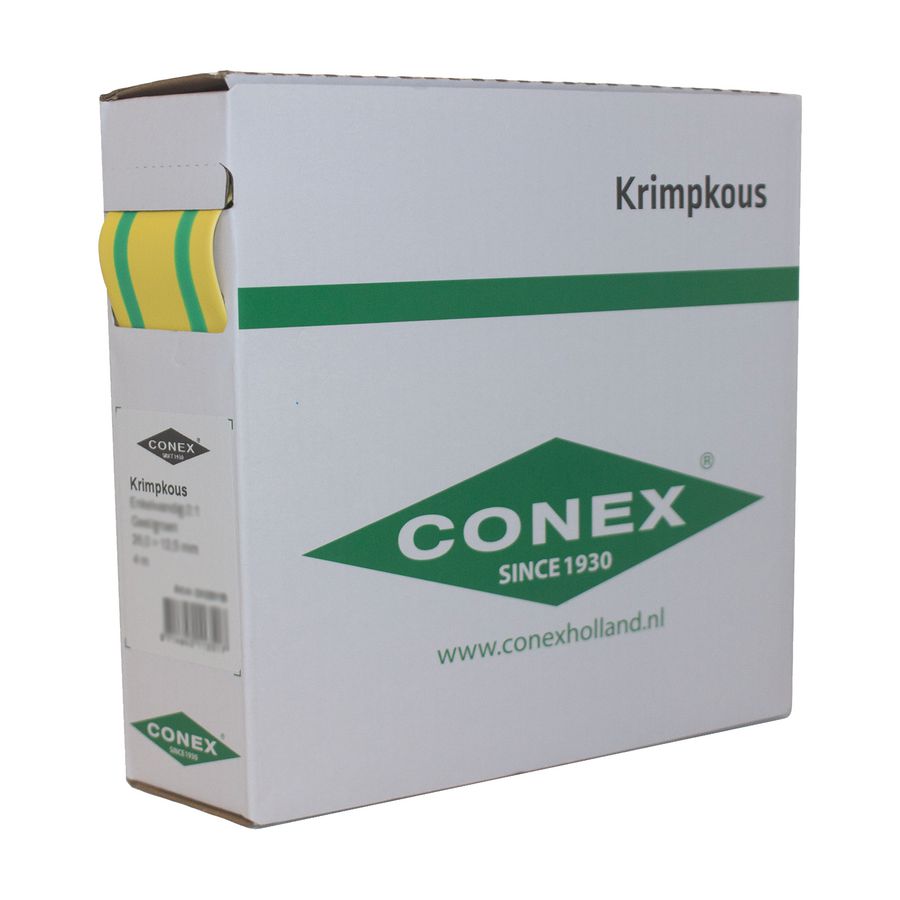 Krimpkous 1,2mm naar 0,6mm groen/geel rol 15mtr.