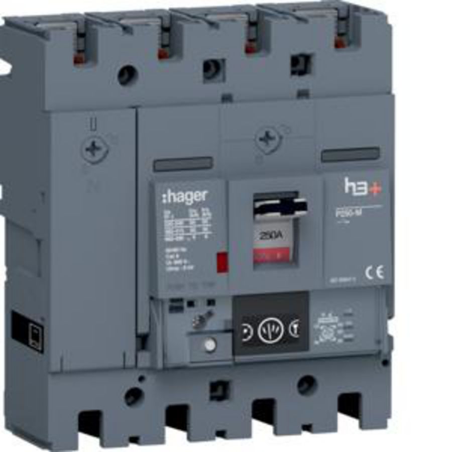 Vermogensautomaat h3+ P250 Energy 4P4D 250A 50kA boutaansl.
