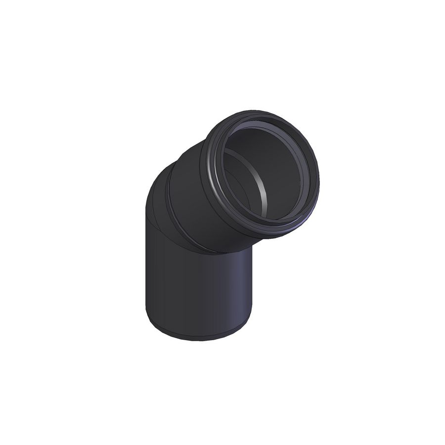 Bocht Ø60 45°  zwart d-p