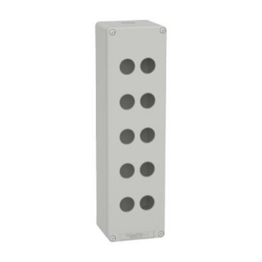 Lege behuizing Aluminium Grijs RAL7035 10 uitsparingen 22mm