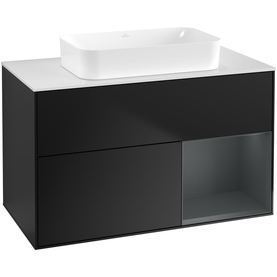 Wastafelonderkast Finion 1000x603x501mm Black Matt Lacquer G661HGPD