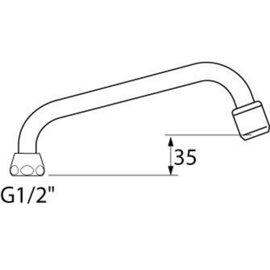 Draaibare bovenuitloop 1/2 spr.200mm chroom m.perlator