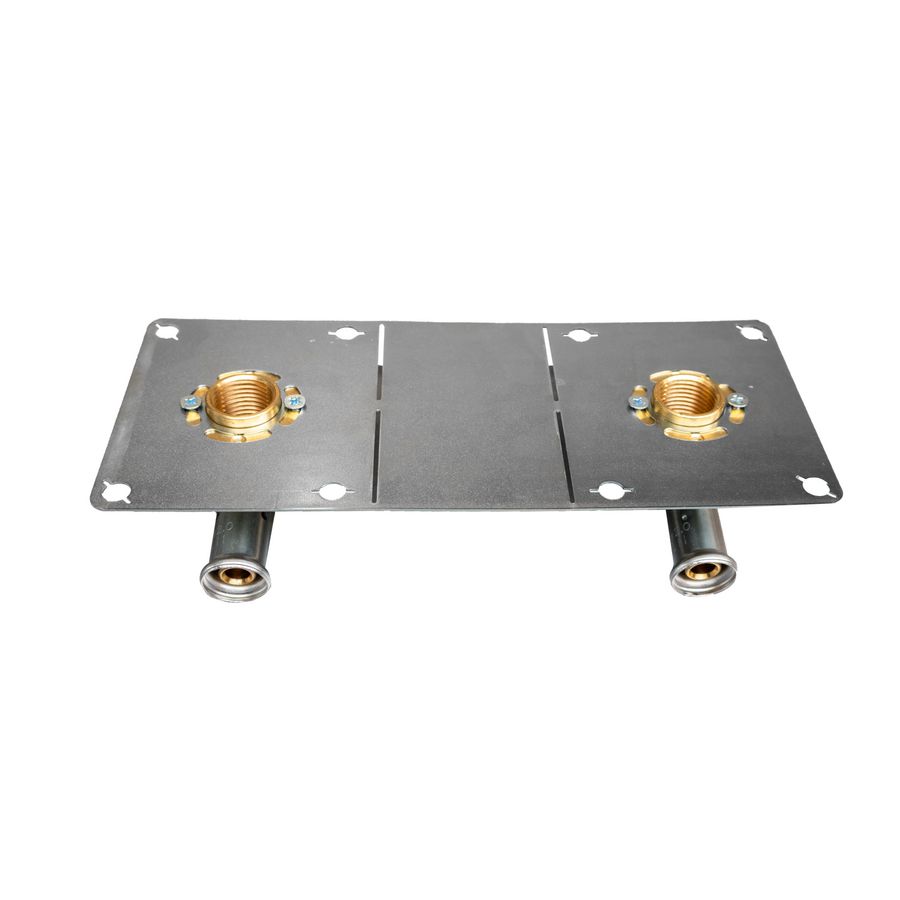 Muurplaat dubbel persaansluiting 28PF 2x (20x1/2"bi.) 150mm in montageplaat VVE=15