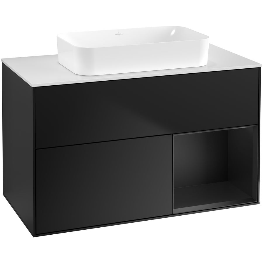 Wastafelonderkast Finion 1000x603x501mm Black Matt Lacquer G661PDPD