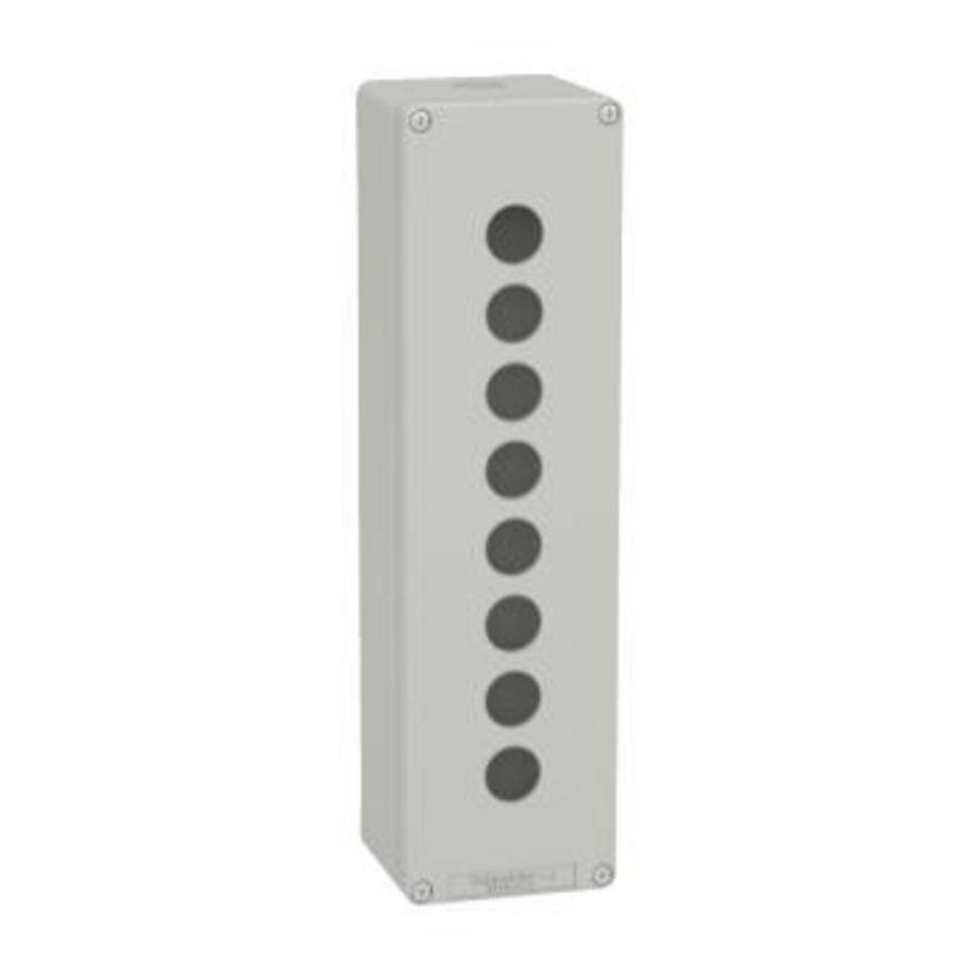 Lege behuizing Aluminium Grijs RAL7035 8 uitsparingen 22mm
