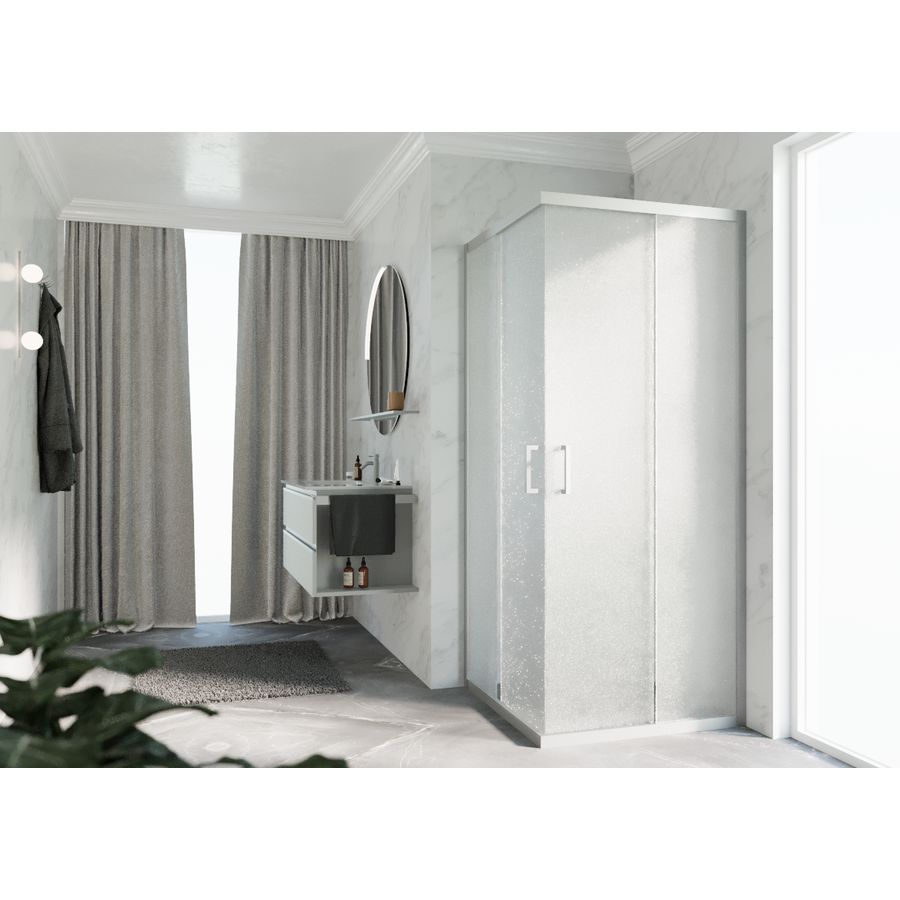 Hoekinstap (1 omkeerbaar deel) ZEPHYROS 2.0 1020-1050x2000mm glas niva profiel matchroom