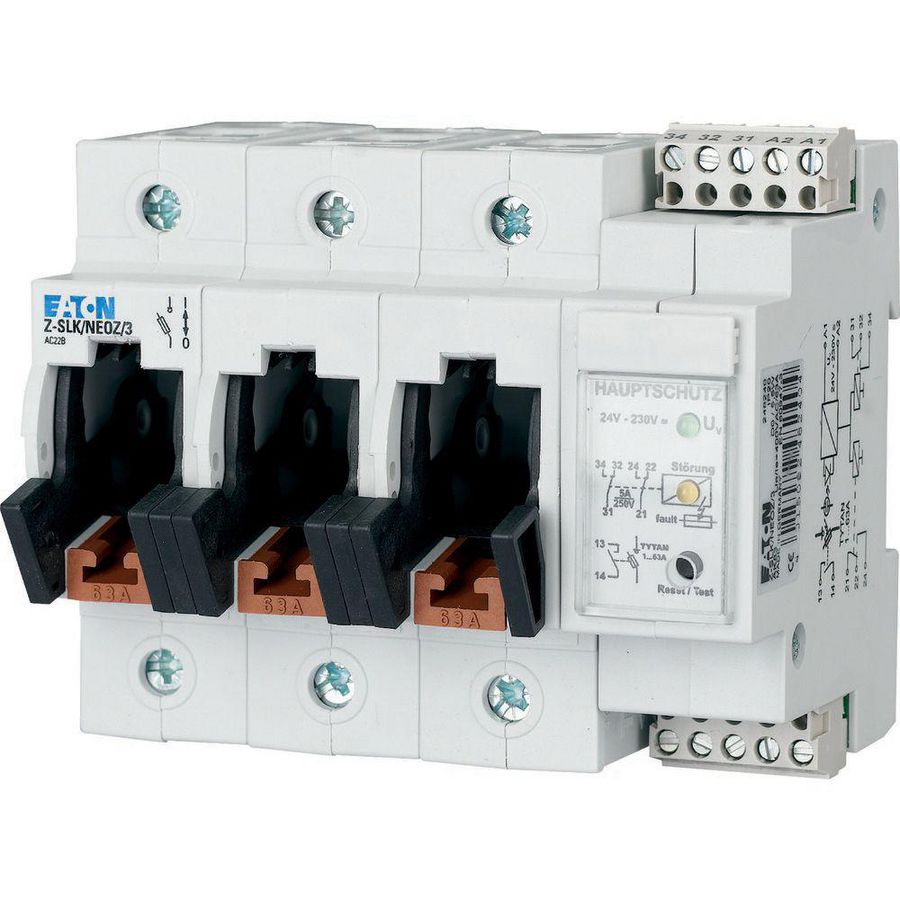 Zekeringlastscheider D02 met monitoring, 63A, 3p 106mm Eaton