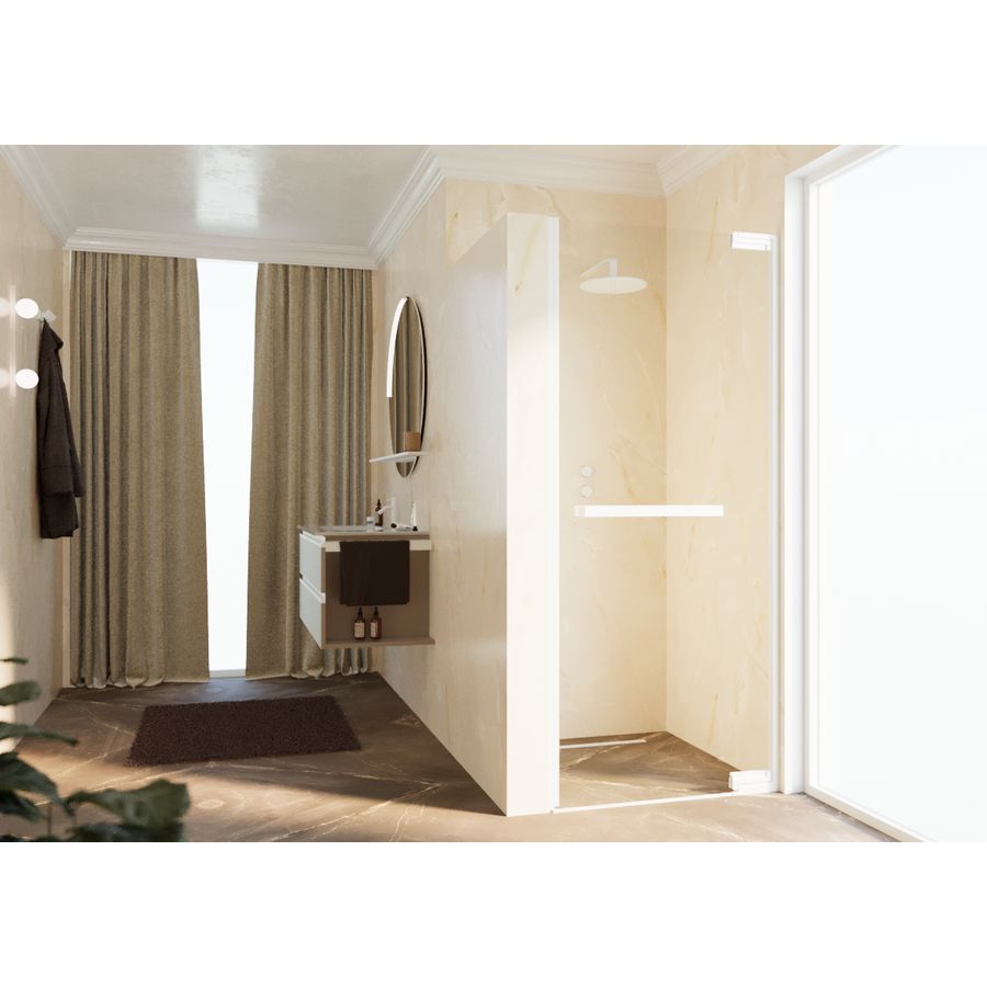 Douche draaideur N180 type 1B 100 bereik 985-1000x2000mm helder glas wit mat