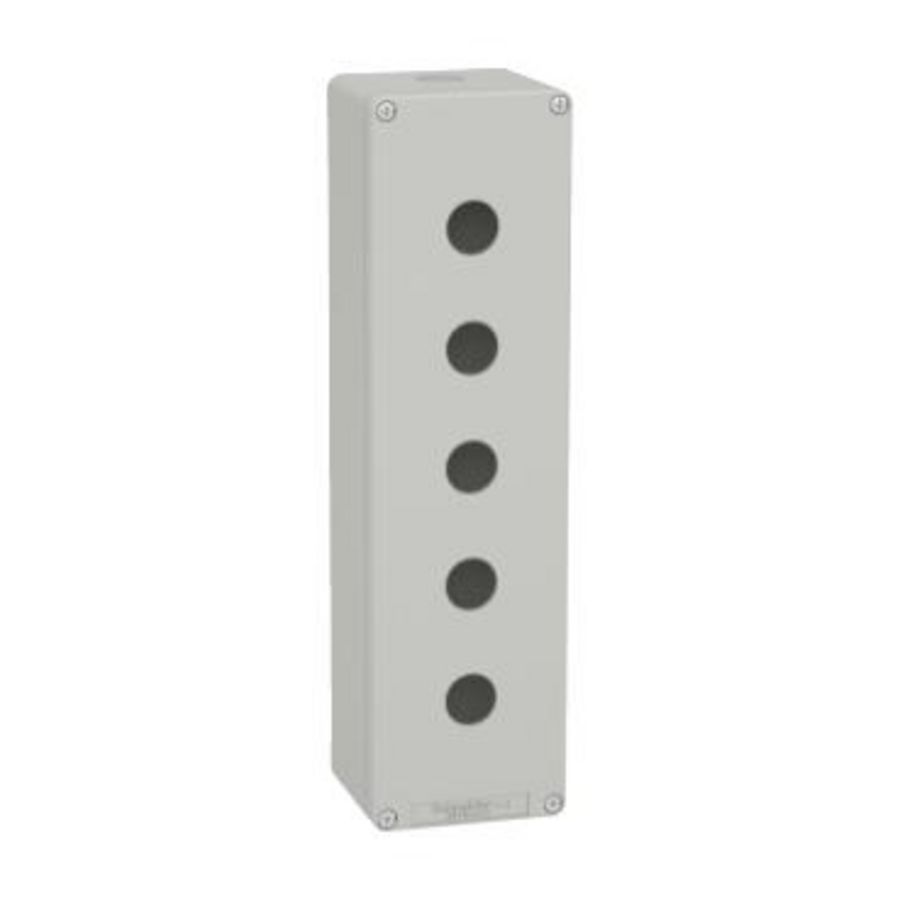 Lege behuizing Aluminium Grijs RAL7035 5 uitsparingen 22mm