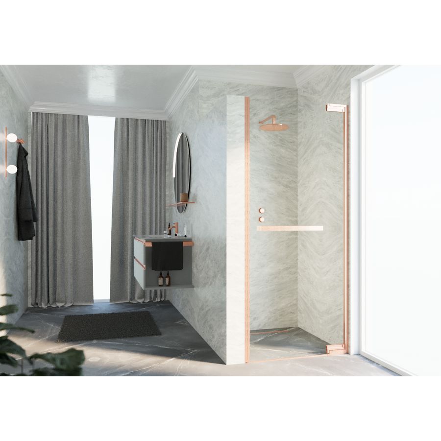 Douche draaideur N180 type 1B 100 bereik 985-1000x2000mm helder glas brushed red gold
