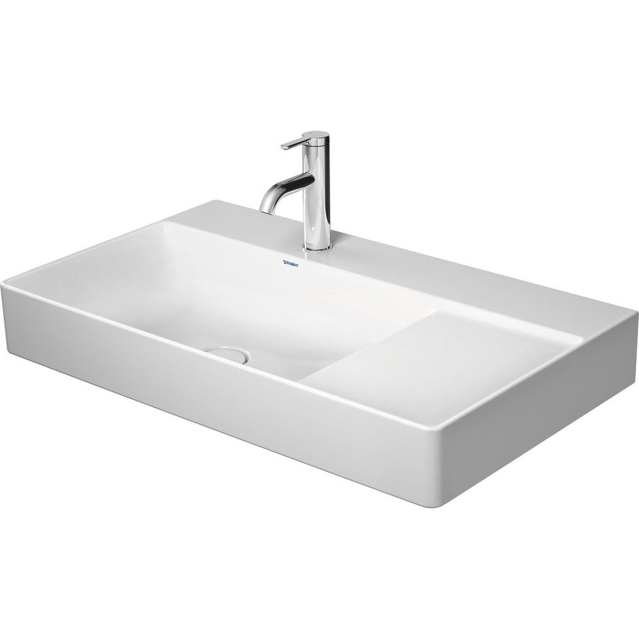 DURASQUARE #234880 wastafel links 800mm wit zonder kraangat geslepen onderzijde
