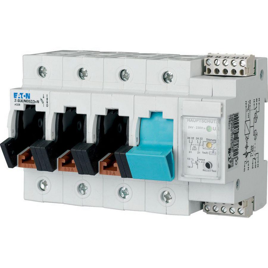 Zekeringlastscheider D02 met monitoring, 63A, 3p+n 135mm Eaton