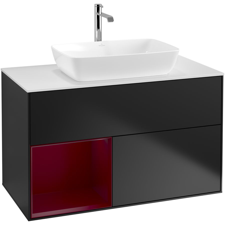 Wastafelonderkast Finion 1000x603x501mm Black Matt Lacquer G771HBPD