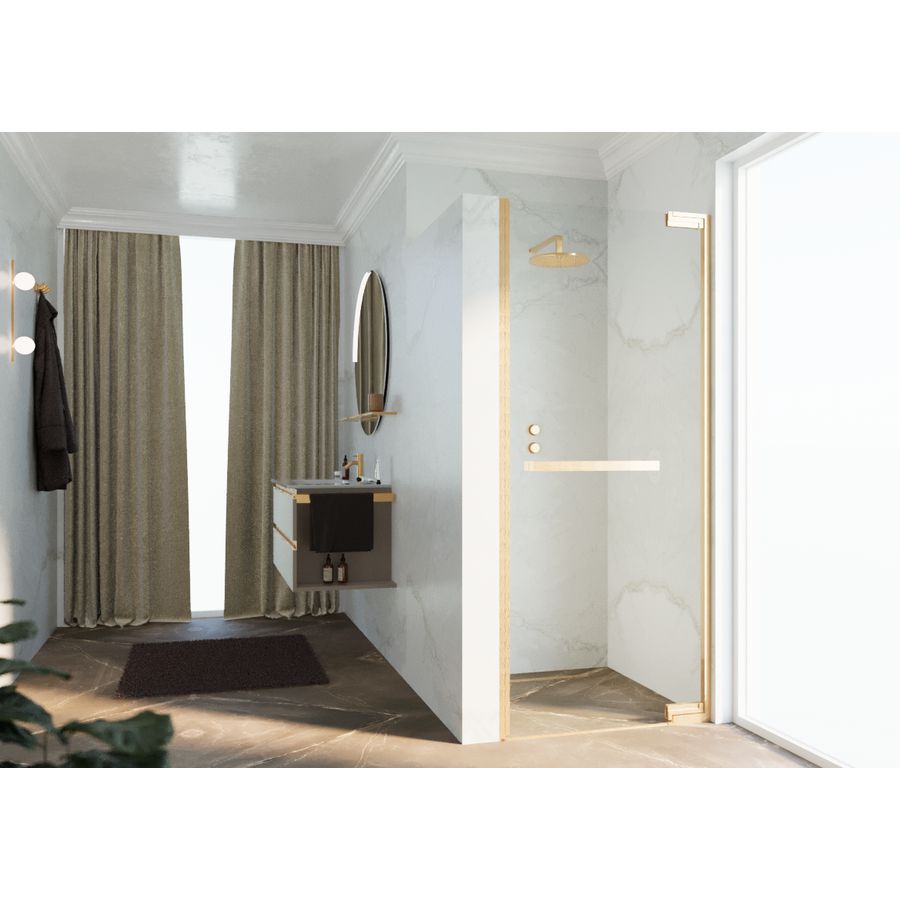 Douche draaideur N180 type 1B 100 bereik 985-1000x2000mm helder glas brushed gold