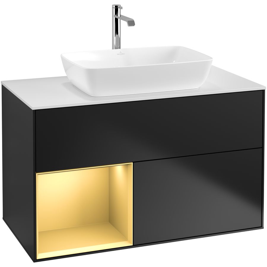 Wastafelonderkast Finion 1000x603x501mm Black Matt Lacquer G771HFPD