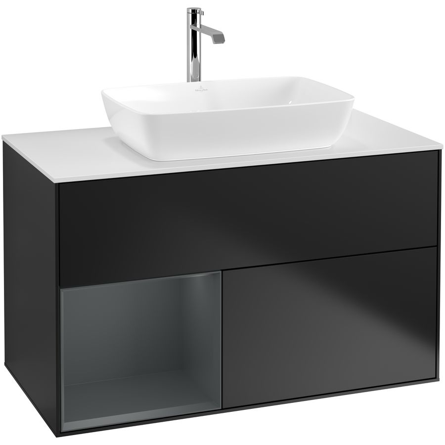 Wastafelonderkast Finion 1000x603x501mm Black Matt Lacquer G771HGPD