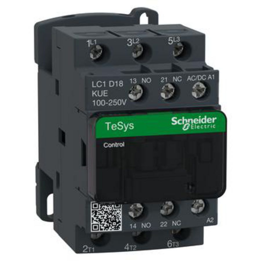 Contactor 3P 18A AC-3 <440V 100-250V AC/DC s Green