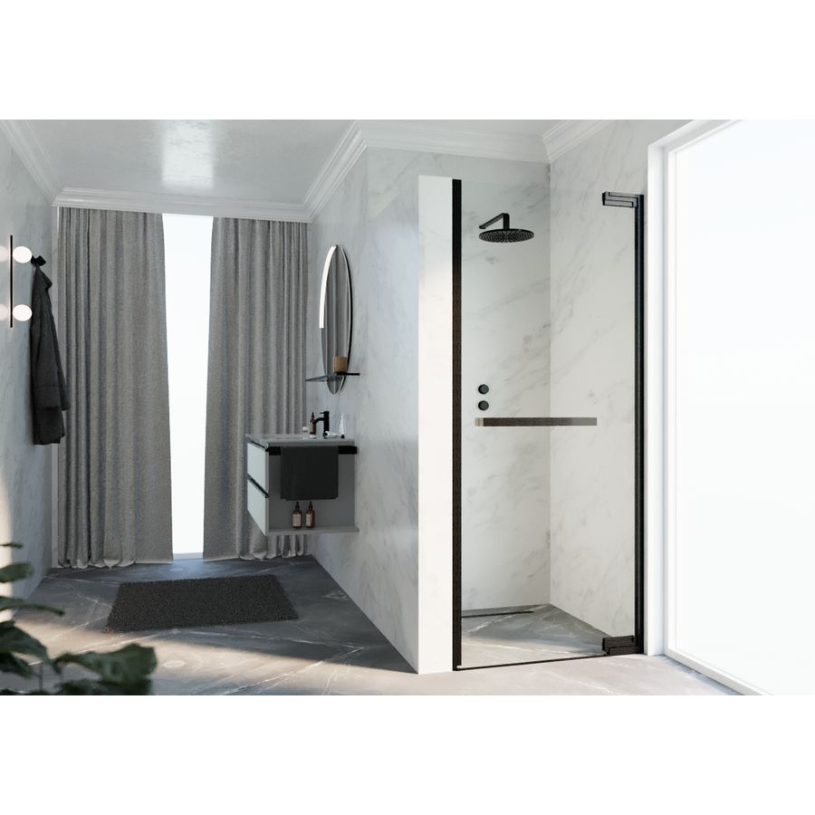 Douche draaideur N180 type 1B 79 bereik 775-790x2000mm helder glas brushed black chrome