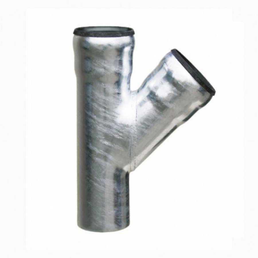 T-stuk staal therm. verzinkt 220X v. HWA 45° DN100 excl. rubber manchet