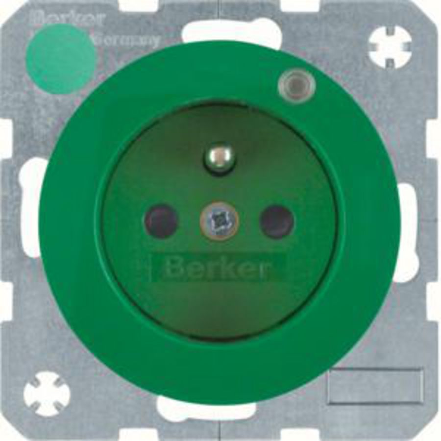 Wandcontactdoos penaarde contr-led berker R.1/R.3/R.8 groen