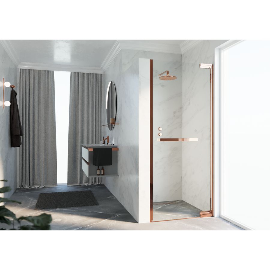 Douche draaideur N180 type 1B 100 bereik 985-1000x2000mm helder glas shiny red gold