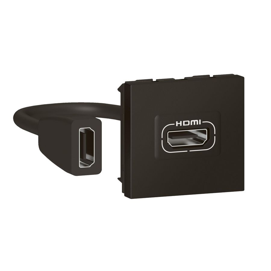 Contactdoos HDMI voorbekabeld 2 modulen zwart Mosaic