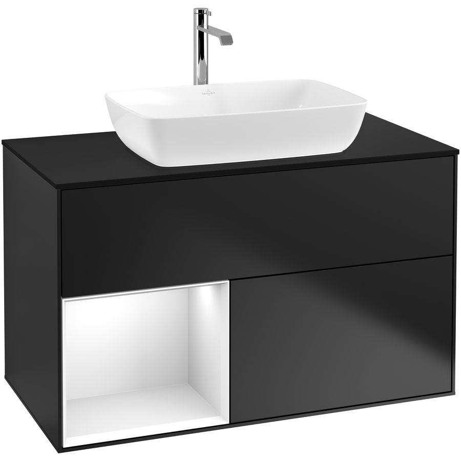 Wastafelonderkast Finion 1000x603x501mm Black Matt Lacquer G772GFPD