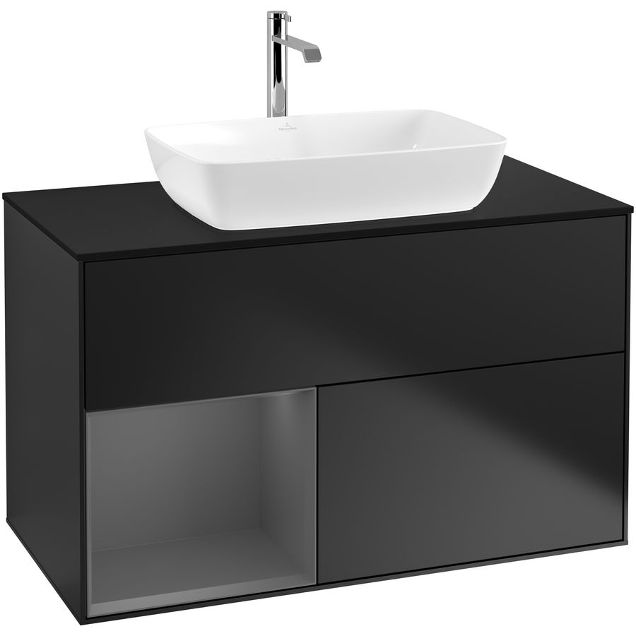 Wastafelonderkast Finion 1000x603x501mm Black Matt Lacquer G772GKPD
