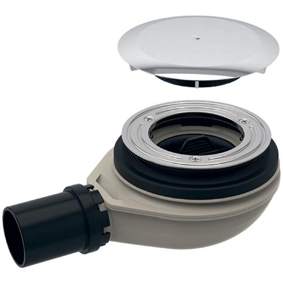 Douchebaksifon chroom v. 90mm gat aansl.PE 40mm WS 30mm