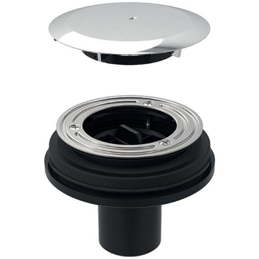 Douchebakplug chroom v. 90mm gat excl. sifon aansl PE 50mm