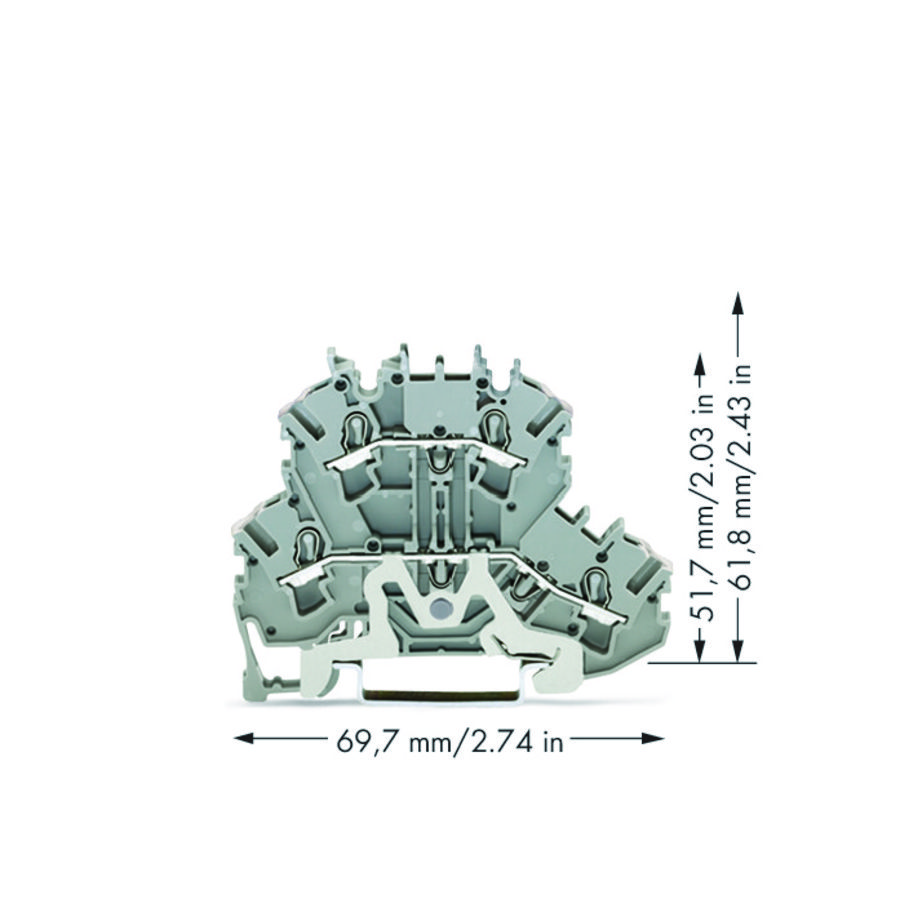 2-etageklem Afscherm-/rijgklem 2,5mm² 2002-2228 VVE=50