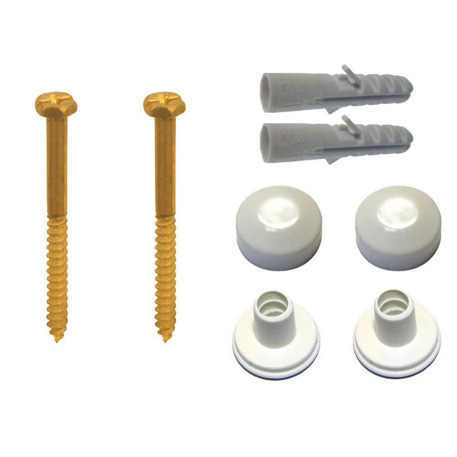 Set a 2st. Zeskant potschroeven mess. 6x70mm wit incl. pluggen