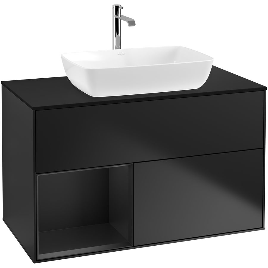 Wastafelonderkast Finion 1000x603x501mm Black Matt Lacquer G772PDPD