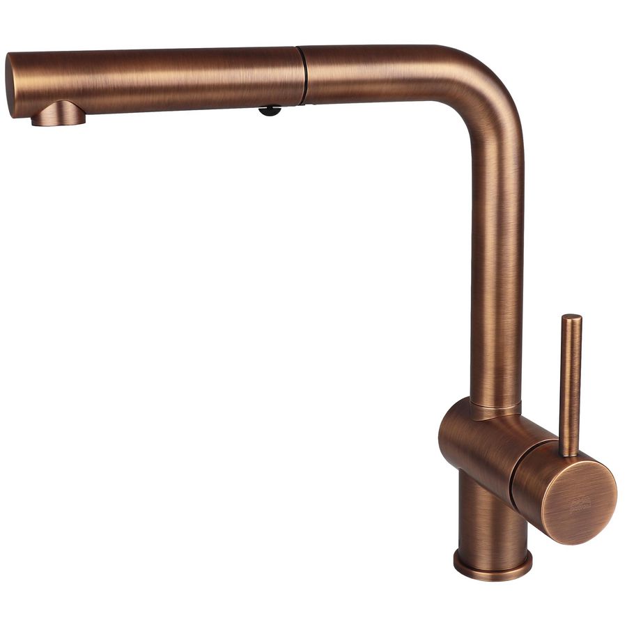 Keukenmengkraan LIGHT met uittrekbare mousseur 2 straalsoorten Geborsteld koper